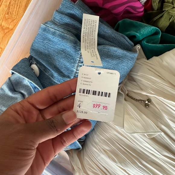 Free People Jumpsuit Blue Denim Cap Sleeve Button Up Front - Picture 4 of 4